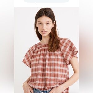 Madewell Weathered Brick Plaid Top